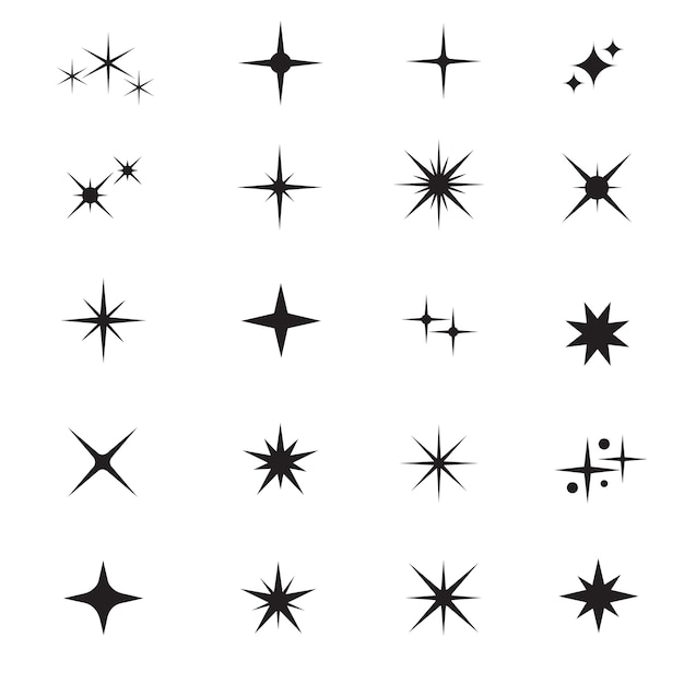 Premium Vector Star Icons Twinkling Stars Sparkles Shining Burst Christmas Vector Symbols Isolated