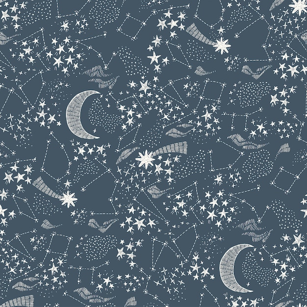 Premium Vector Starry sky seamless pattern dark