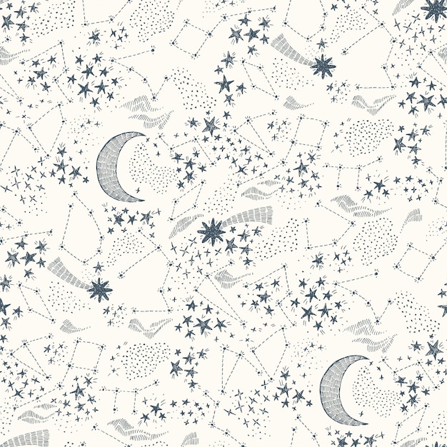 Premium Vector Starry Sky Seamless Pattern