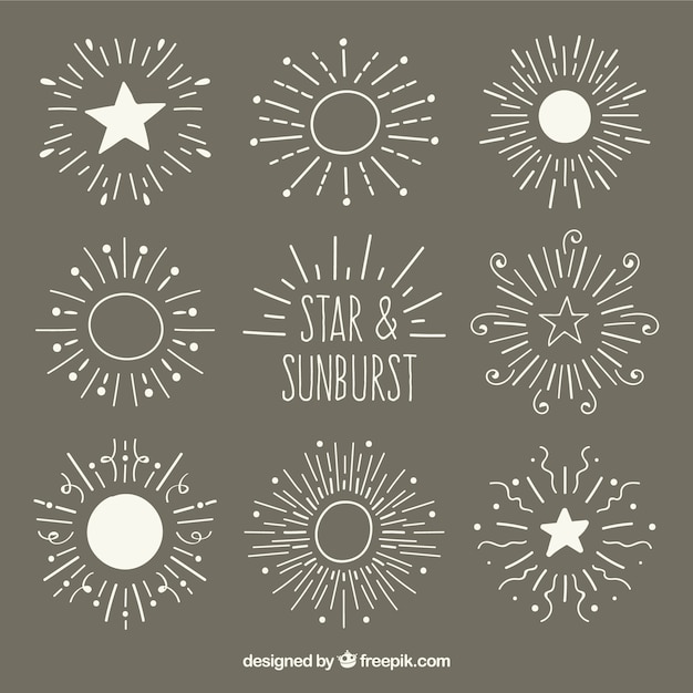 Download Stars & sunburst set | Free Vector