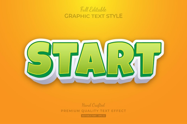 Premium Vector | Start cartoon editable text effect font style