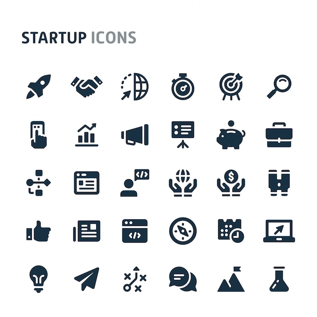 Startup Icon Set Fillio Black Icon Series Premium Vector