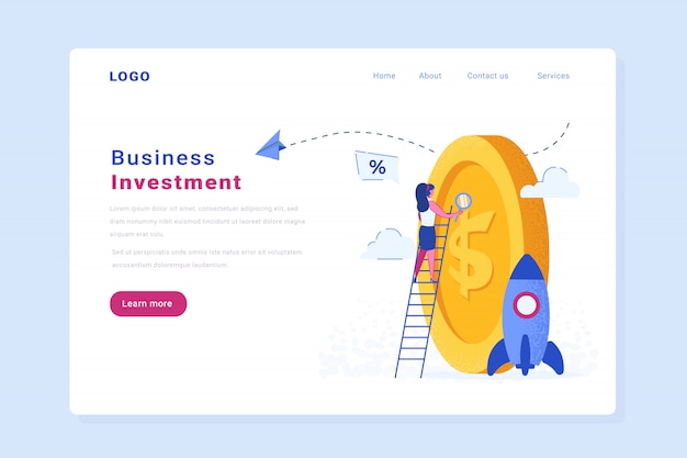 Startup investment vector website landing page Premium Vector