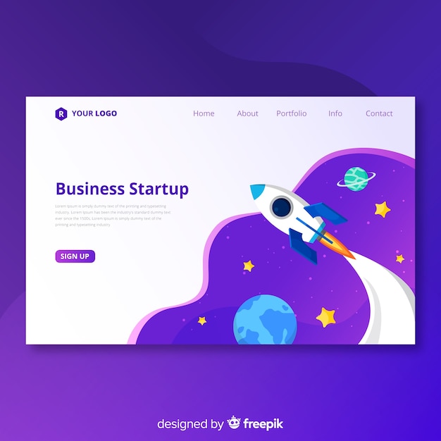 Startup landing page Free Vector