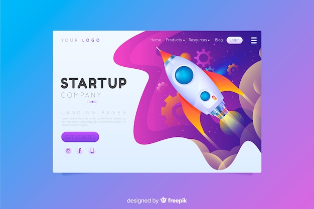 Startup landing page Free Vector