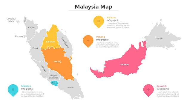 Premium Vector | States And Federal Territories Of Malaysia. Country ...