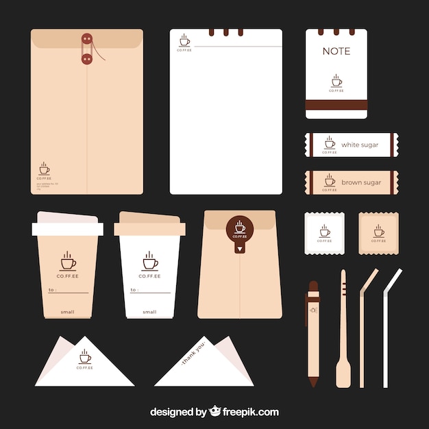 Download Stationery and coffee items Vector | Free Download