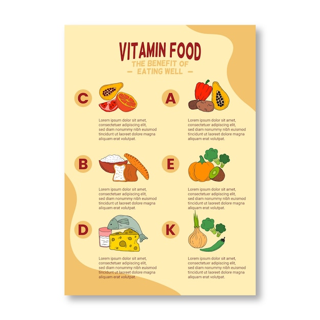 Free Vector | Stationery poster of vitamin food infographic