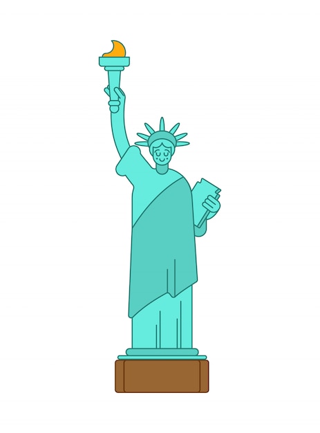 Premium Vector | Statue of liberty linear style. landmark america.