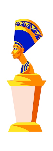 ネフェルティティの像 古代エジプトの女王の女性ファラオ 漫画のベクトルイラスト 無料のベクター