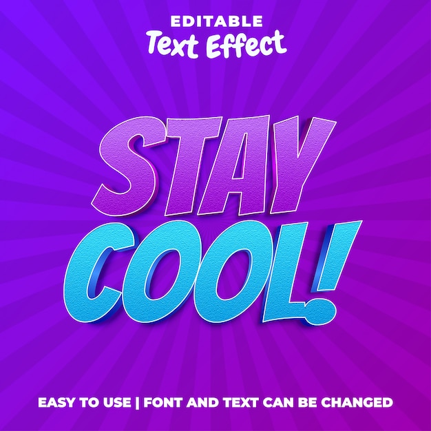 Premium Vector Stay Cool Editable 3d Text Effect Style