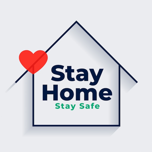 Download Stay home and safe with house and heart symbol | Free Vector