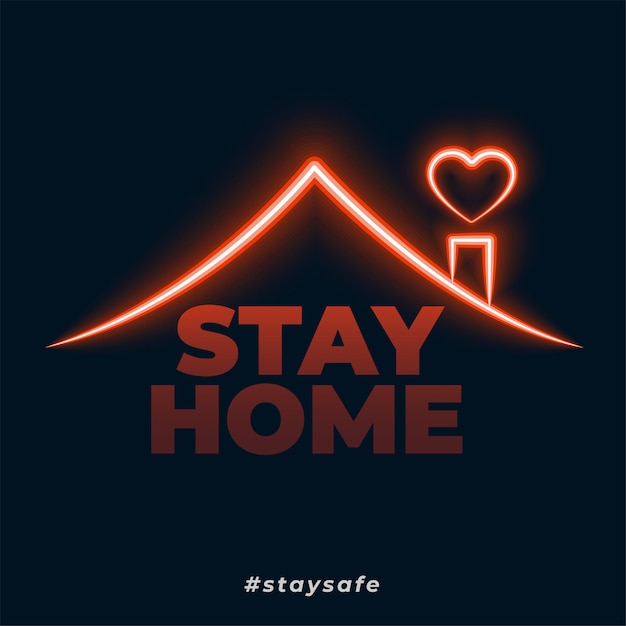 Stay home stay safe neon style concept background | Free ...