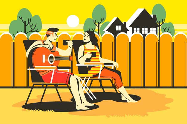 Free Vector | Staycation in the backyard