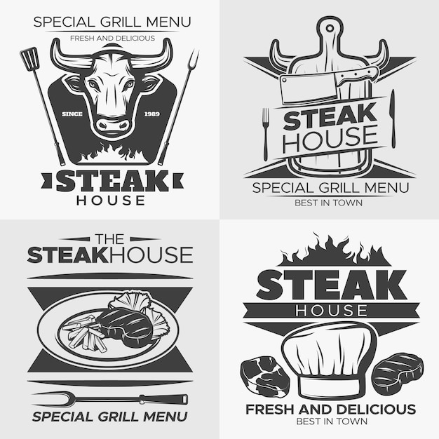 Free Vector | Steak logo set