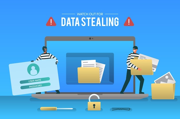 Steal data cyber attack concept | Free Vector