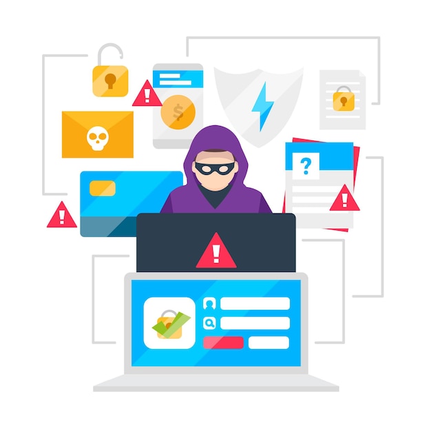 Free Vector | Steal data cyber attack concept