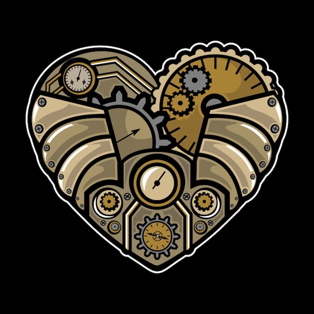 Premium Vector | Steampunk heart