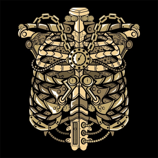 Download Steampunk ribcage Vector | Premium Download