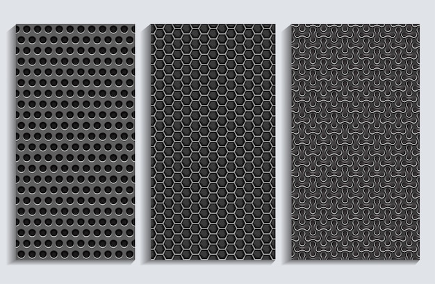 Premium Vector | Steel grating pattern collection.