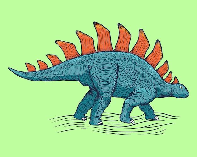 ステゴサウルス恐竜漫画イラスト プレミアムベクター