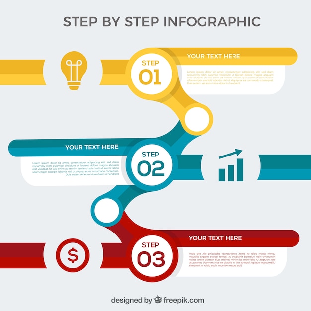 Step by step infographic template Free Vector