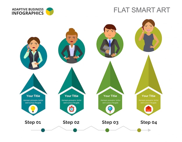 ステップチャートスライドテンプレート 無料のベクター