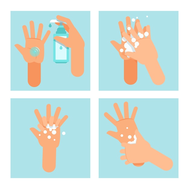 Free Vector | Steps on using hand sanitizer properly