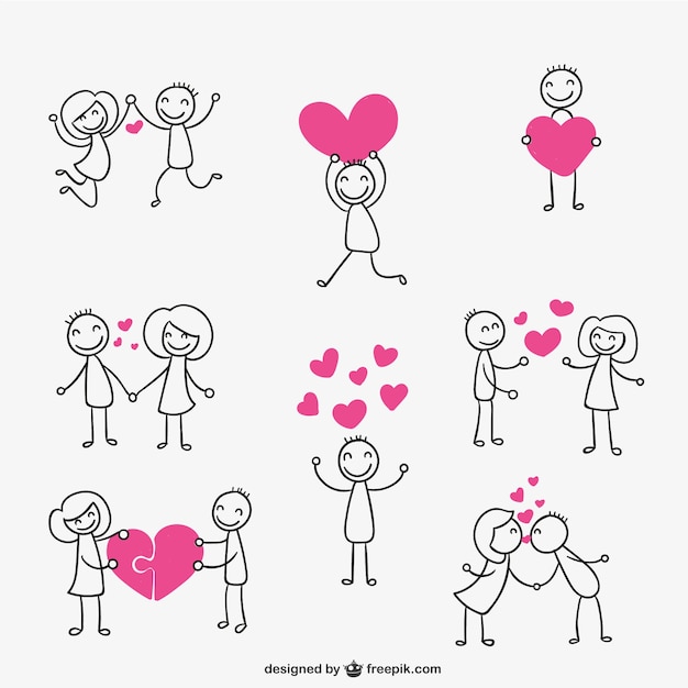 Stick figure couple in love Vector | Free Download