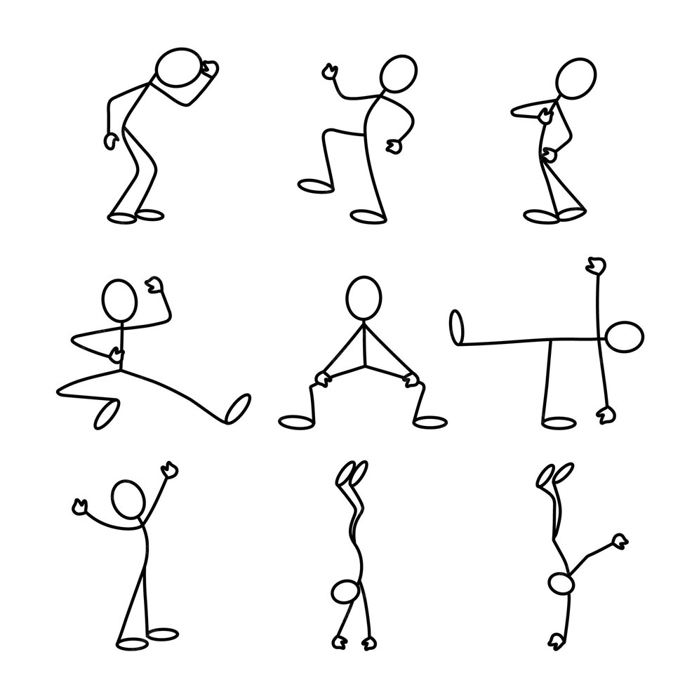 Premium Vector | Stick figure sketch vector people collection