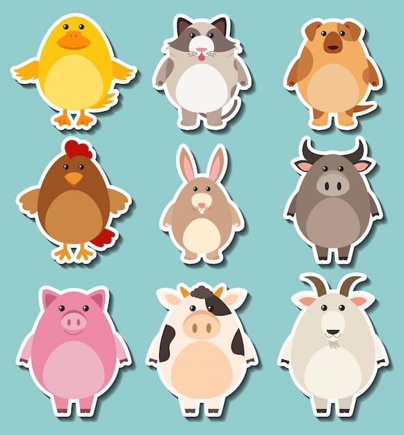 Sticker design for cute farm animals