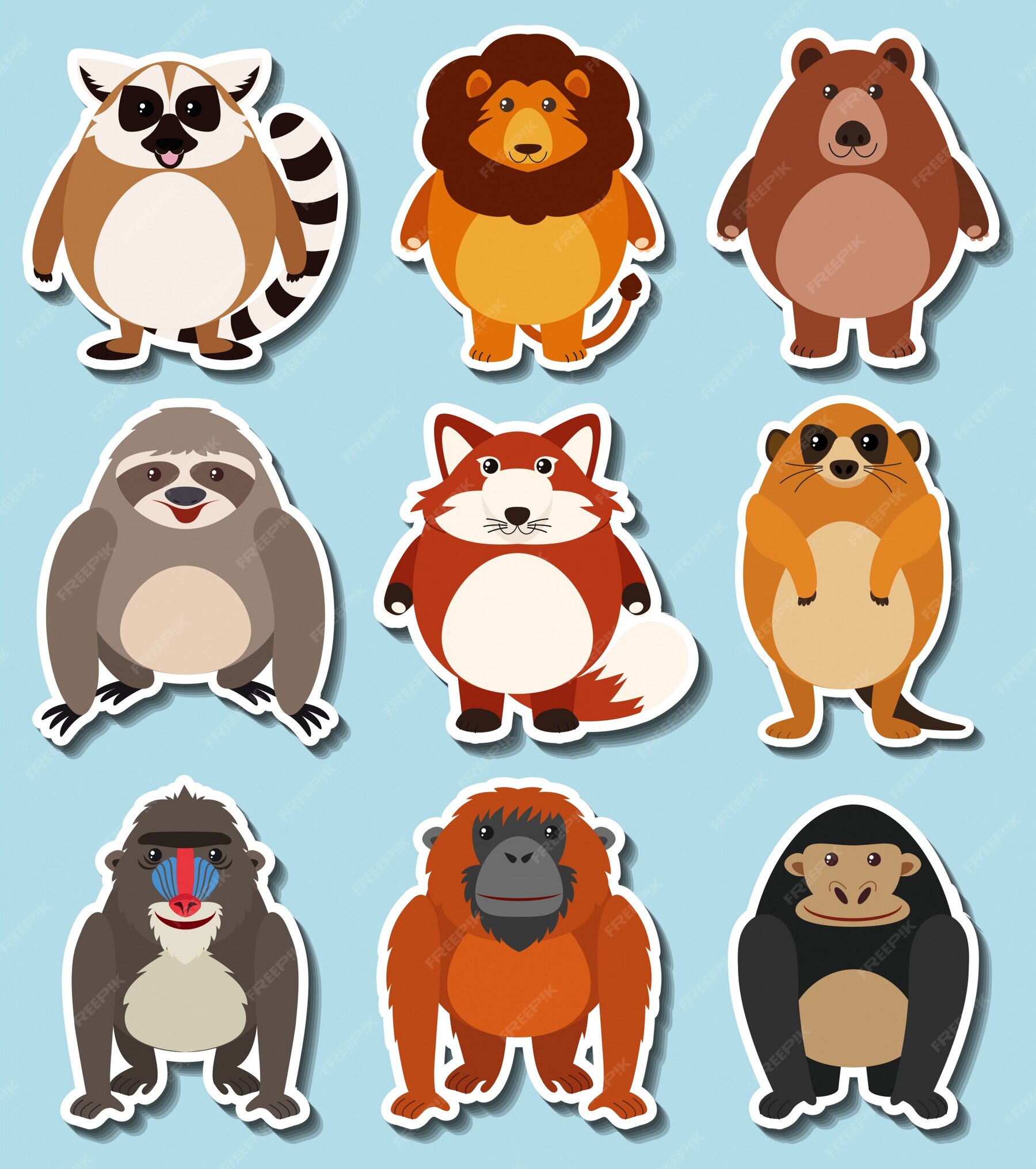 free-vector-sticker-design-for-wild-animals