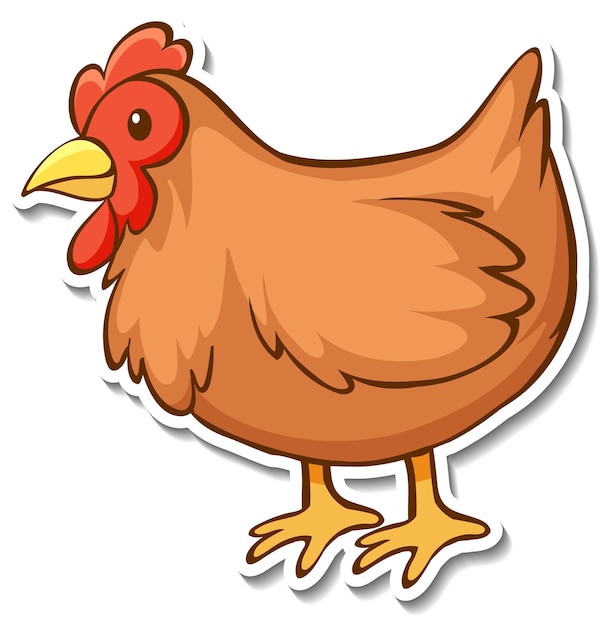 Sticker design with a chicken isolated Free Vector
