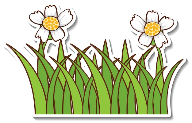 free-vector-sticker-design-with-grass-flower-isolated