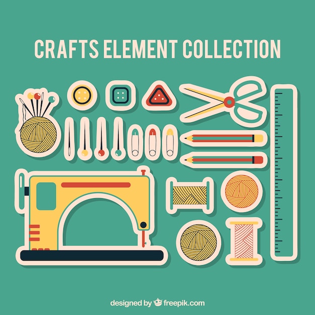 Sticker sewing materials set Vector | Free Download