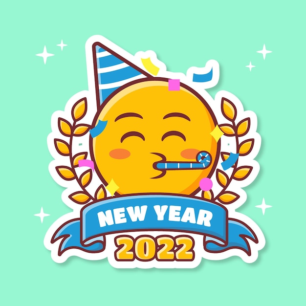 Premium Vector A sticker template of happy new year isolated premium