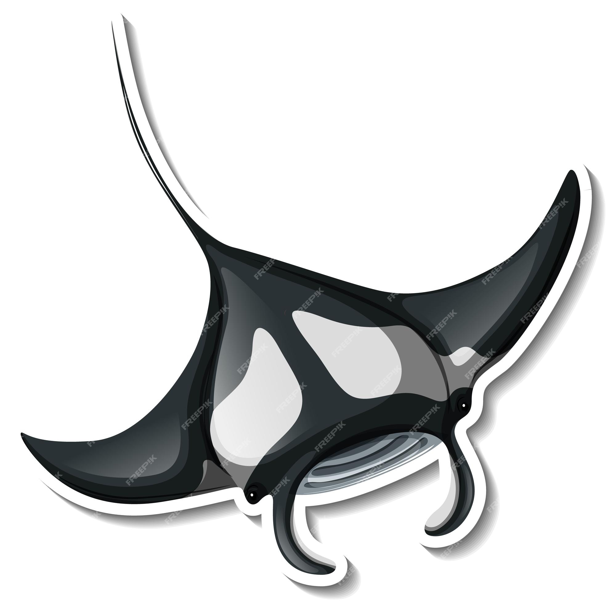 Free Vector | A sticker template of manta ray cartoon character