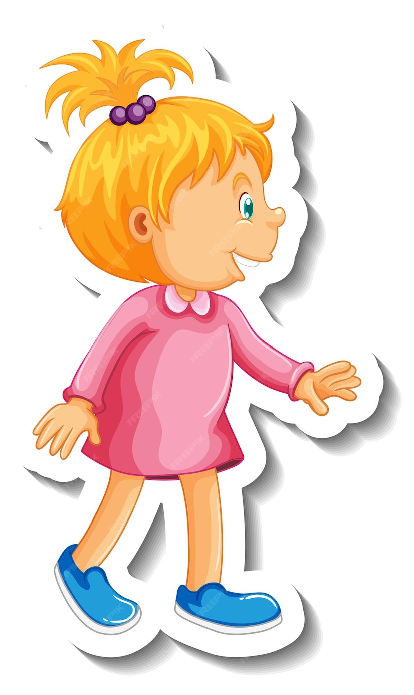 Free Vector | Sticker template with a girl cartoon character isolated