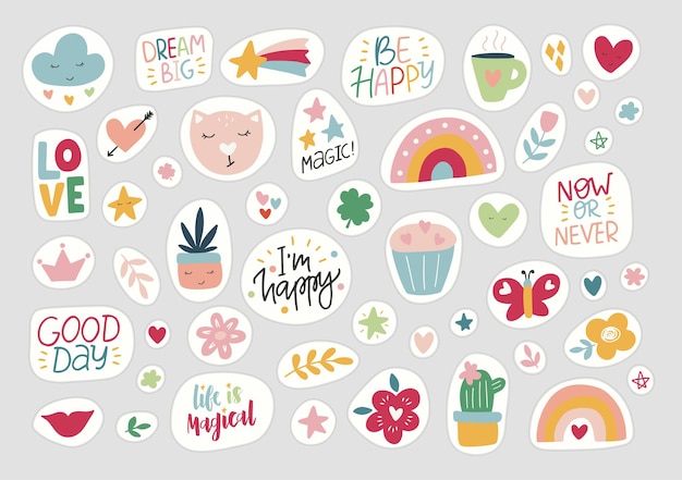 Premium Vector | Stickers flat vector illustration.