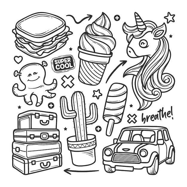 Free Vector | Stickers hand drawn doodle