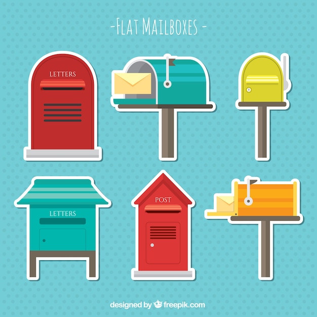 Download Free Vector | Stickers of old mailboxes pack