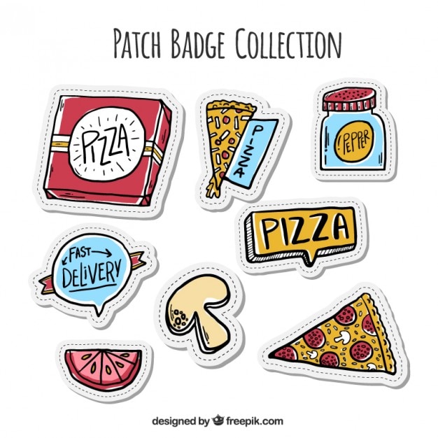 Stickers pack of hand drawn pizza