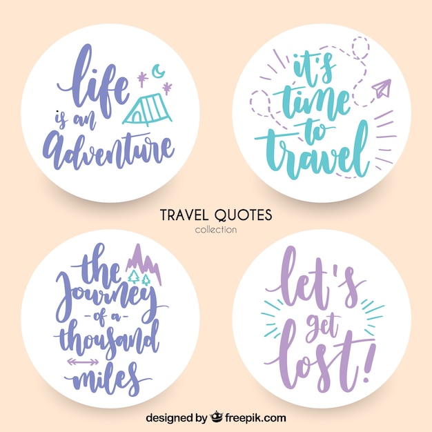 Stickers with travel messages in vintage style