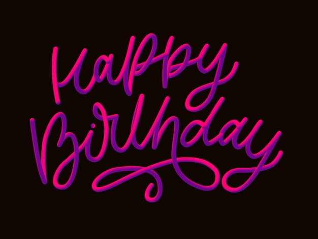 ストックイラストは文字でハッピーバースデーフォントをデフォーカスしました 光沢のあるピンクのペイント文字 お誕生日おめでとう きらめくバブルフォントのレンダリング プレミアムベクター