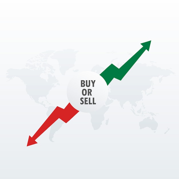 Stock Market Trading Concept With Buy And Sell Arrows Premium Vector