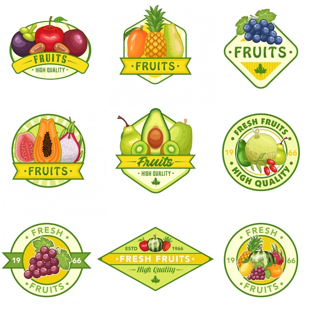 Download Free Stock Vector Set Of Fruits Logo Premium Vector Use our free logo maker to create a logo and build your brand. Put your logo on business cards, promotional products, or your website for brand visibility.