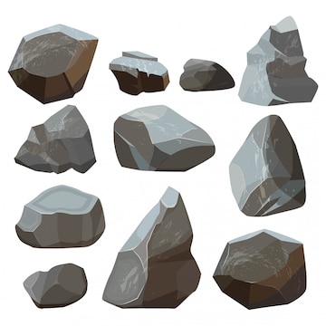 Premium Vector | Stones cartoon. rock mountains flagstone rocky ...