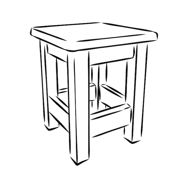 Premium Vector | Stool wooden tabouret chair sketch engraving vector ...