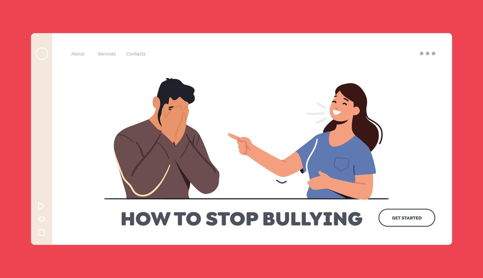 Premium Vector | Stop bullying landing page template. female character ...