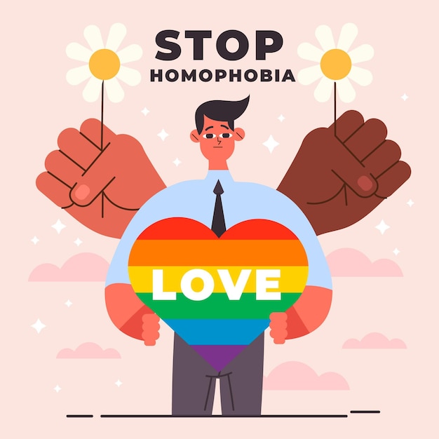 Stop Homophobia Illustration Concept Free Vector